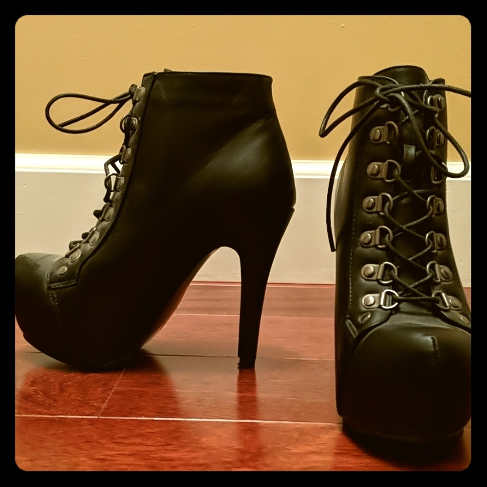 Spike heel lace up Boots